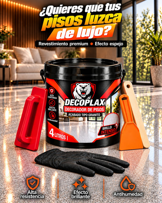 KIT DECORADOR DE PISOS DIAMANTE PREMIUM + PALETA MEZCLADORA + LLANA + ESPATULA + GUANTES F1