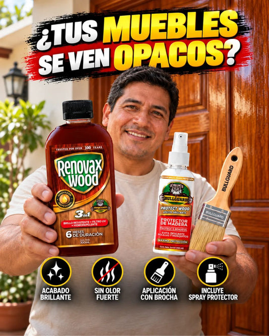 KIT RENOVAX MADERA + SPRAY PROTECTOR + BROCHA F7